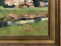 “landschap met een beekje”, groot olieverfschilderij van fons verstraeten - afbeelding 2 van  4