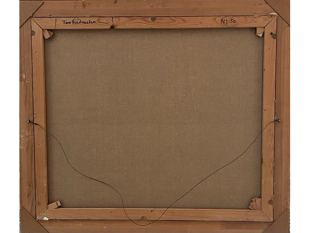 “landschap met een beekje”, groot olieverfschilderij van fons verstraeten - afbeelding 4 van  4