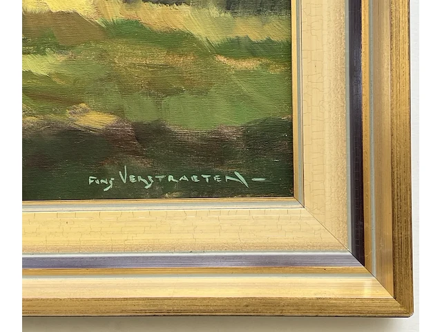 “landschap met paarden” groot olieverfschilderij geschilderd door fons verstraeten - afbeelding 2 van  6