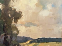 “landschap met paarden” groot olieverfschilderij geschilderd door fons verstraeten - afbeelding 3 van  6