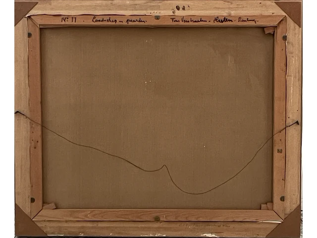 “landschap met paarden” groot olieverfschilderij geschilderd door fons verstraeten - afbeelding 6 van  6
