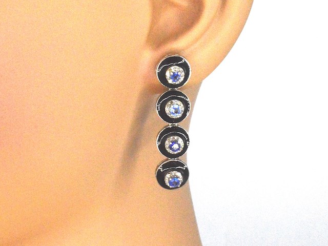 Lange oorbellen met kyanieten en natuurlijk diamanten - afbeelding 2 van  6