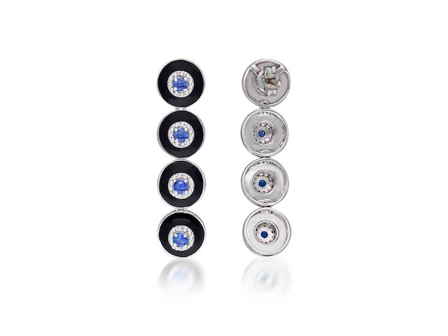 Lange oorbellen met kyanieten en natuurlijk diamanten - afbeelding 3 van  6