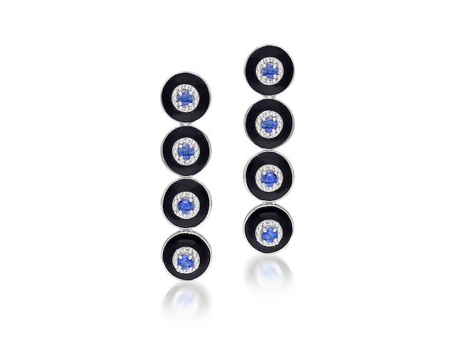 Lange oorbellen met kyanieten en natuurlijk diamanten - afbeelding 4 van  6