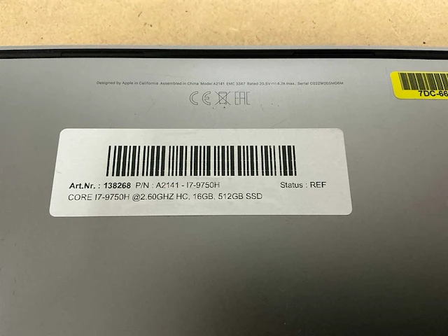 Laptop - apple - a2141 - i7-9750h - afbeelding 5 van  5