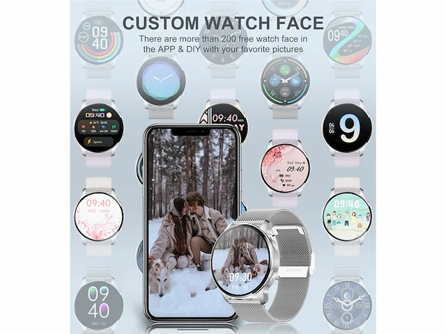 Laret modern dames smartwatch hartslagmonitor oproepen en spraakassistent - afbeelding 3 van  4