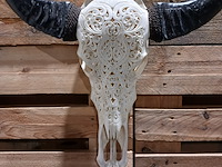 Large hand gegraveerde buffalo schedel, 2024 - afbeelding 8 van  11