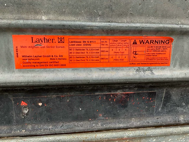 Layher allround - stalen vlonder buisoplegging 2,57 mtr - steigers (24x) - afbeelding 8 van  8