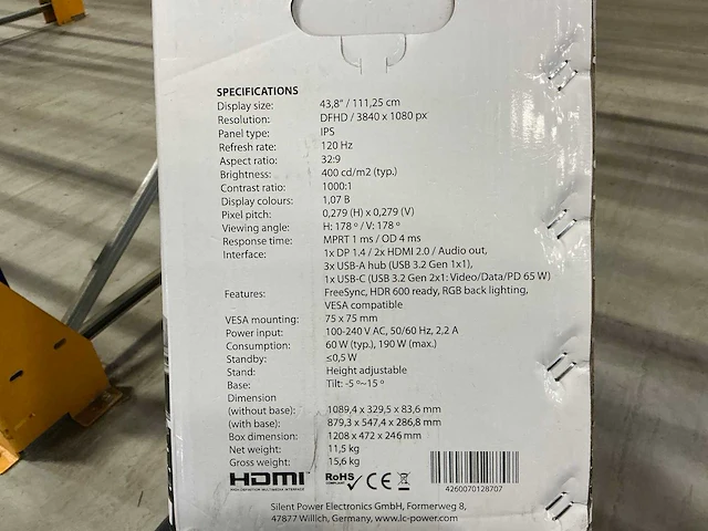 Lc-power lc-m44-dfhd-120 44’’ gaming monitor - afbeelding 2 van  2