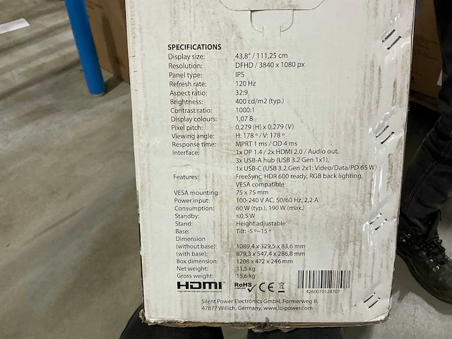 Lc-power lc-m44-dfhd-120 44’’ gaming monitor - afbeelding 2 van  2