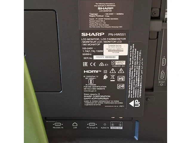Lcd monitor, sharp, pn-hw551 - afbeelding 5 van  5