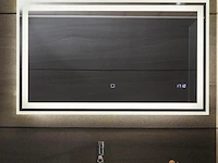 Led-badkamerspiegel, 100 x 60 cm, anti-condens, dimbaar, energiebesparend, met digitale klok/datum, 3000-7000 k, badkamerspiegel, led-spiegel, lichtspiegel, wandspiegel voor badkamer - afbeelding 1 van  7
