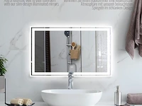 Led-badkamerspiegel, 100 x 60 cm, anti-condens, dimbaar, energiebesparend, met digitale klok/datum, 3000-7000 k, badkamerspiegel, led-spiegel, lichtspiegel, wandspiegel voor badkamer - afbeelding 3 van  7