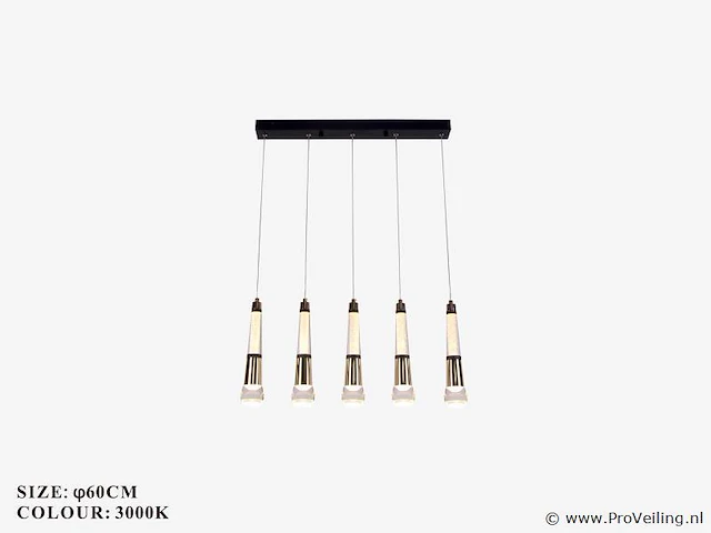 Led hanglamp – b032/5 – 3000k – warm wit – 600 mm – in hoogte verstelbaar – zilver - afbeelding 3 van  4
