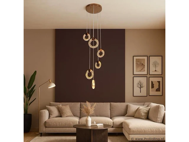 Led hanglamp – b052/6 – 3000k – warm wit – ø350 mm – in hoogte verstelbaar – zilver - afbeelding 1 van  3
