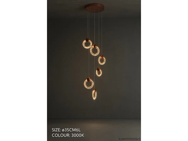 Led hanglamp – b052/6 – 3000k – warm wit – ø350 mm – in hoogte verstelbaar – zilver - afbeelding 2 van  3