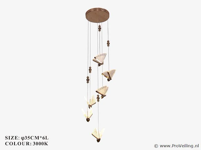 Led hanglamp – b053/6 – 3000k – warm wit – ø350 mm – in hoogte verstelbaar – zilver - afbeelding 3 van  3