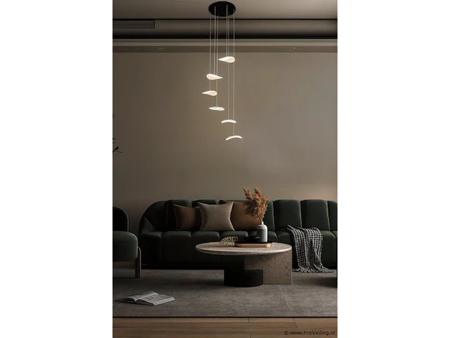 Led hanglamp – b060/6 – 3000k – warm wit – ø350 mm – in hoogte verstelbaar – zilver - afbeelding 1 van  3