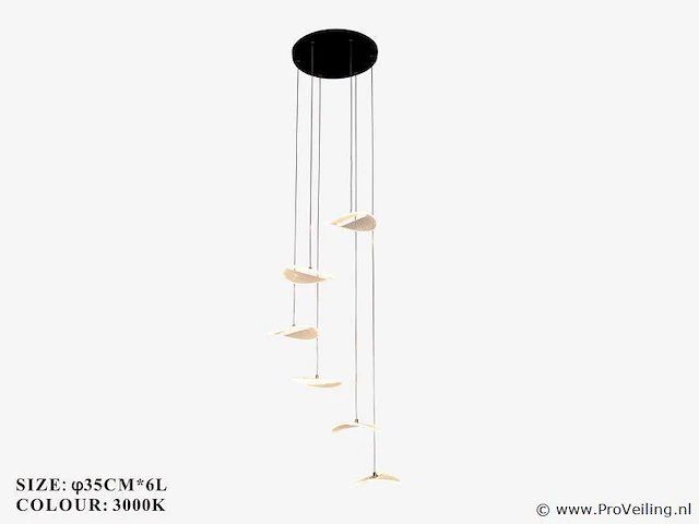 Led hanglamp – b060/6 – 3000k – warm wit – ø350 mm – in hoogte verstelbaar – zilver - afbeelding 2 van  3