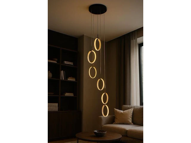 Led hanglamp – b069/6 – 3000k – warm wit – ø350 mm – in hoogte verstelbaar – zilver - afbeelding 1 van  5