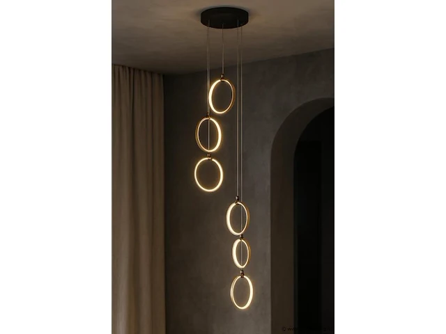 Led hanglamp – b069/6 – 3000k – warm wit – ø350 mm – in hoogte verstelbaar – zilver - afbeelding 2 van  5
