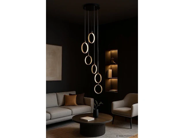 Led hanglamp – b069/6 – 3000k – warm wit – ø350 mm – in hoogte verstelbaar – zilver - afbeelding 3 van  5