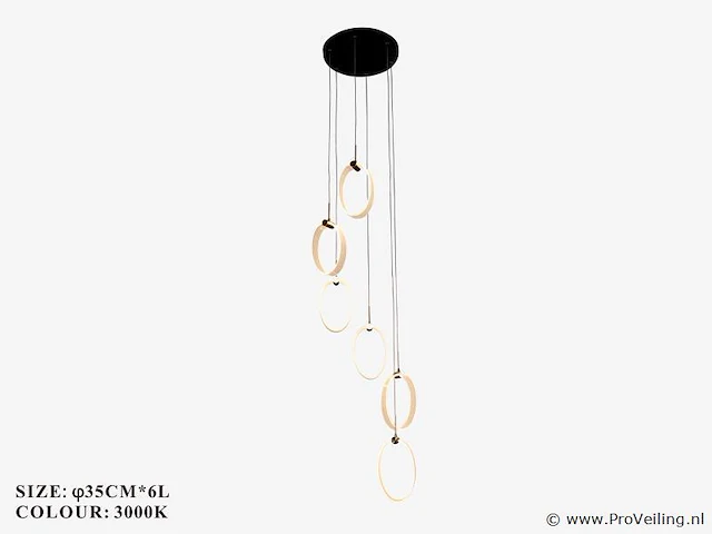 Led hanglamp – b069/6 – 3000k – warm wit – ø350 mm – in hoogte verstelbaar – zilver - afbeelding 4 van  5
