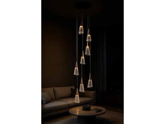 Led hanglamp – b073/8 – 3000k – warm wit – ø400 mm – in hoogte verstelbaar – zilver - afbeelding 1 van  4