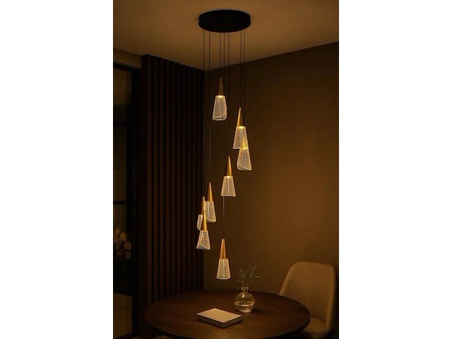 Led hanglamp – b073/8 – 3000k – warm wit – ø400 mm – in hoogte verstelbaar – zilver - afbeelding 3 van  4