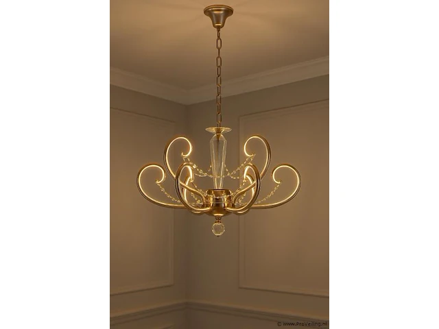 Led kroonluchter – 6016 (6+3) – goud – 9 lichten –54w – 4000k neutraal wit – aluminium - afbeelding 1 van  2