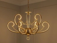 Led kroonluchter – 6016 (6+3) – goud – 9 lichten –54w – 4000k neutraal wit – aluminium - afbeelding 1 van  2