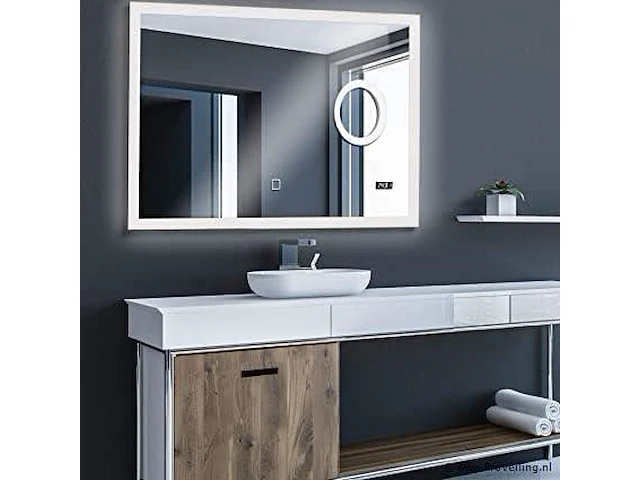 Led spiegel - digitale klok - touchscreen - dimbaar - bluetooth luidspreker - 100 x 60 cm - afbeelding 1 van  7