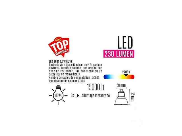 Led-spot gu10 2-pack - afbeelding 3 van  4