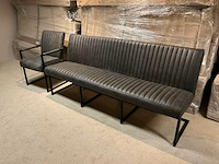 Lederen eetkamer bank + stoelen set - afbeelding 1 van  9
