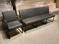 Lederen eetkamer bank + stoelen set - afbeelding 2 van  9