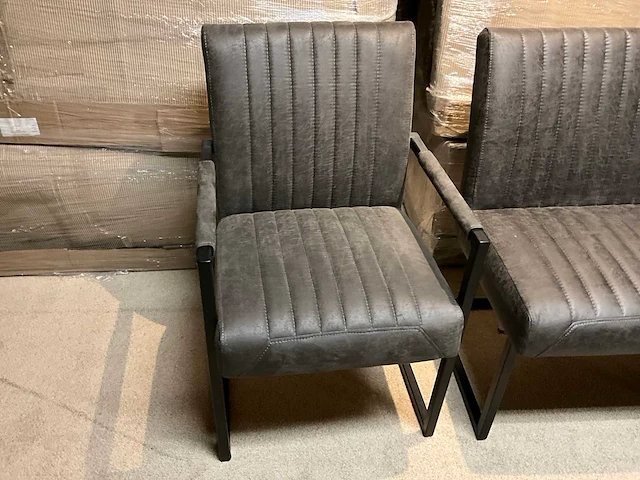Lederen eetkamer bank + stoelen set - afbeelding 3 van  9