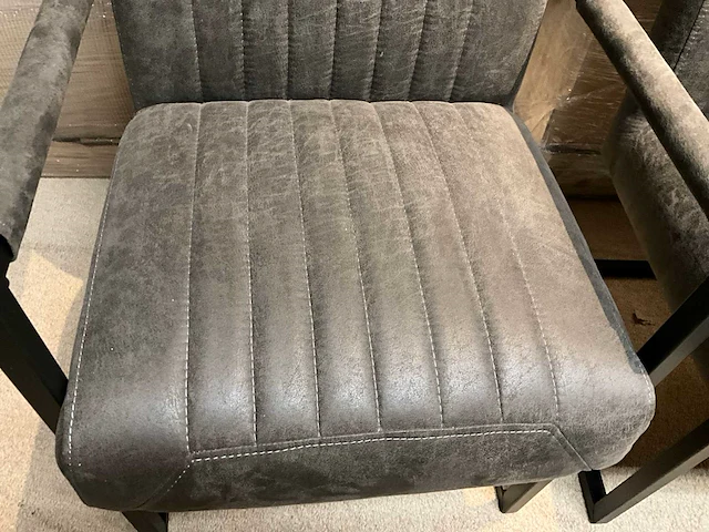 Lederen eetkamer bank + stoelen set - afbeelding 4 van  9