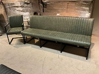 Lederen eetkamer bank + stoelen set - afbeelding 1 van  10