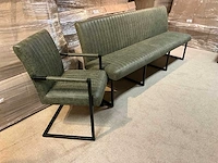Lederen eetkamer bank + stoelen set - afbeelding 3 van  10