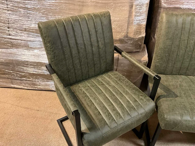 Lederen eetkamer bank + stoelen set - afbeelding 4 van  10