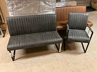 Lederen eetkamer bank + stoelen set - afbeelding 1 van  8