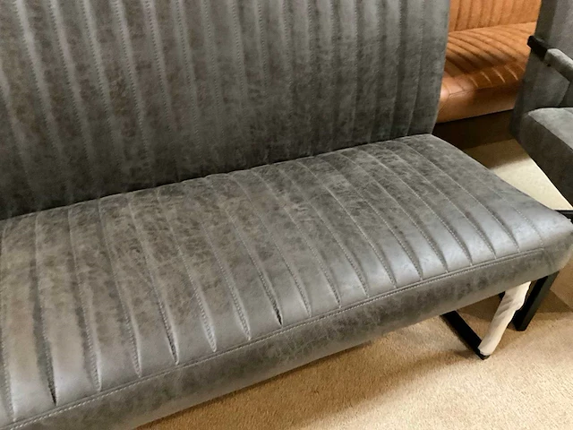 Lederen eetkamer bank + stoelen set - afbeelding 4 van  8