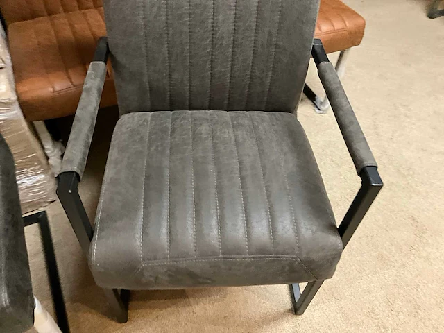 Lederen eetkamer bank + stoelen set - afbeelding 5 van  8