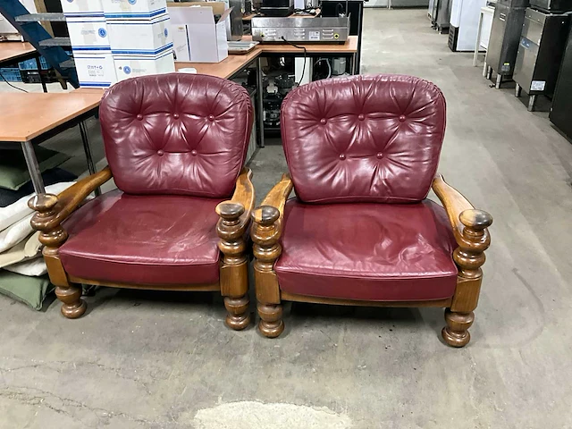 Lederen fauteuils (2x) - afbeelding 1 van  7