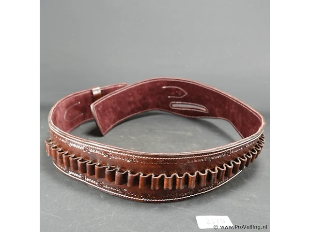 Lederen holsterriem met patronenlussen - afbeelding 2 van  5