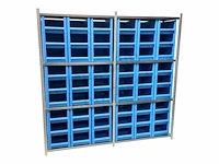 Legbordstelling incl 54 grote magazijnbakken. - afbeelding 1 van  5