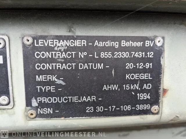 Leger aanhangwagen koegel, ahw,15kn,ad, 1994 - afbeelding 6 van  37