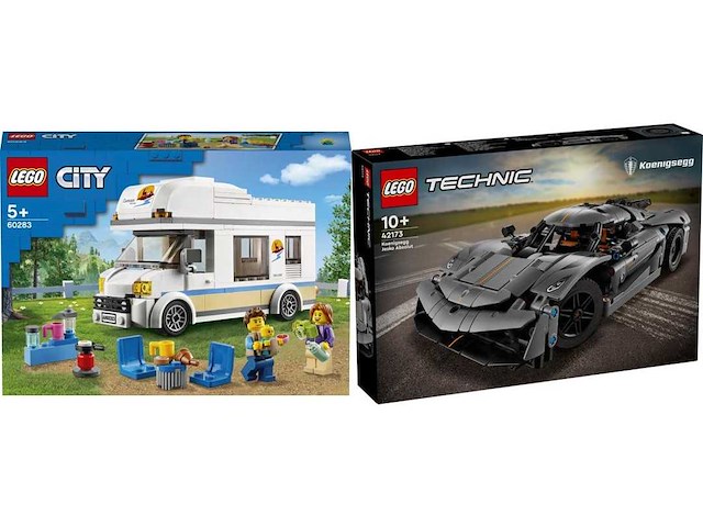 Lego city vakantiecamper - 60283 + lego technic - koenigsegg jesko absolut grijze hypercar - 42173 - afbeelding 1 van  2