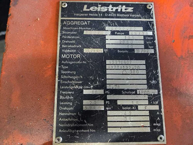 Leistritz - 1992 - 160/20 - hydraulisch aggregaat - afbeelding 4 van  5
