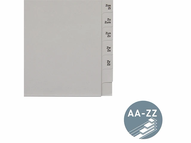Leitz index, verdelers met tabbladen en alfabetische opdruk a-z voor 200 mappen, halve hoogte en extra breedte grijs - afbeelding 3 van  4